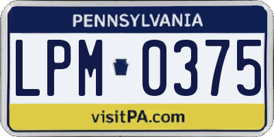 PA license plate LPM0375