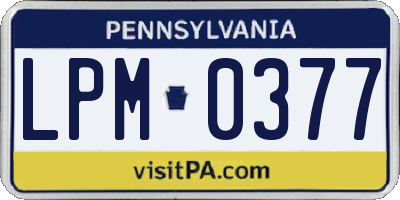 PA license plate LPM0377