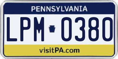 PA license plate LPM0380