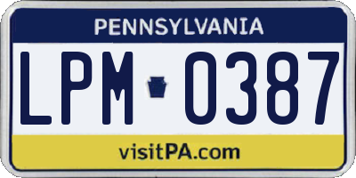 PA license plate LPM0387