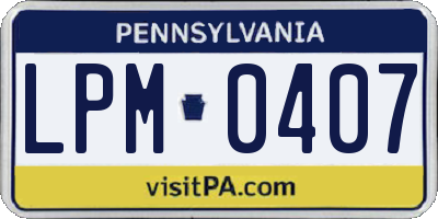 PA license plate LPM0407
