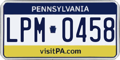 PA license plate LPM0458