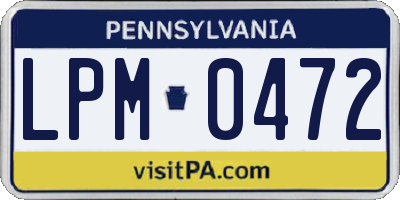 PA license plate LPM0472