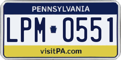 PA license plate LPM0551