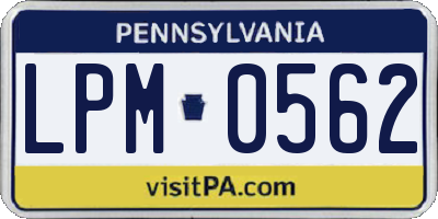 PA license plate LPM0562