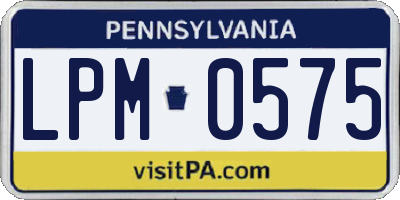 PA license plate LPM0575