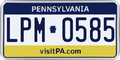 PA license plate LPM0585