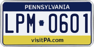 PA license plate LPM0601