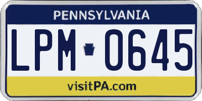 PA license plate LPM0645