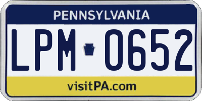 PA license plate LPM0652