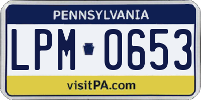 PA license plate LPM0653