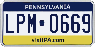 PA license plate LPM0669