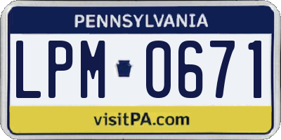 PA license plate LPM0671