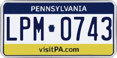 PA license plate LPM0743