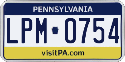 PA license plate LPM0754
