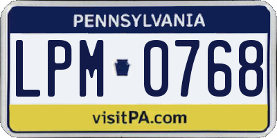 PA license plate LPM0768