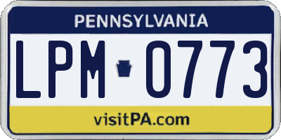 PA license plate LPM0773