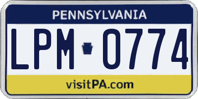 PA license plate LPM0774