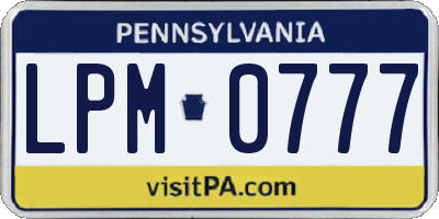 PA license plate LPM0777