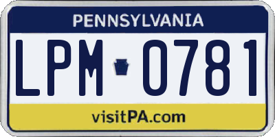 PA license plate LPM0781