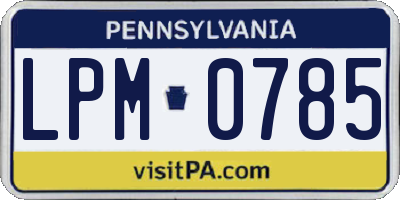 PA license plate LPM0785