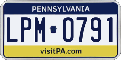 PA license plate LPM0791