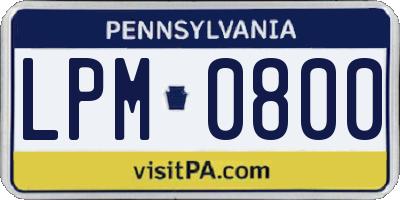 PA license plate LPM0800