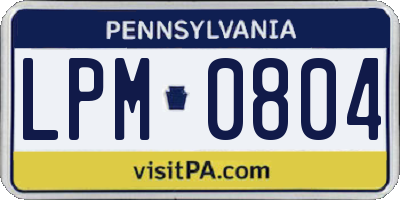 PA license plate LPM0804