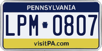 PA license plate LPM0807