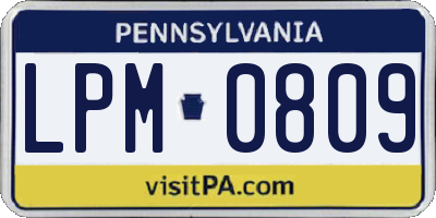 PA license plate LPM0809