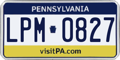 PA license plate LPM0827