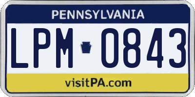 PA license plate LPM0843