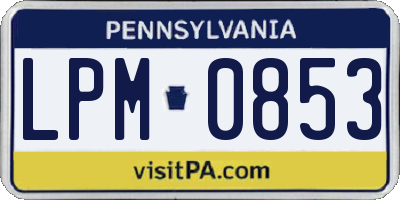 PA license plate LPM0853