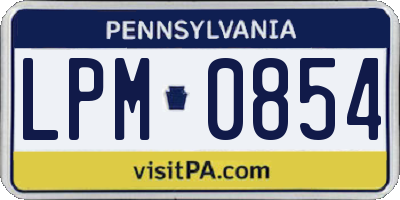 PA license plate LPM0854