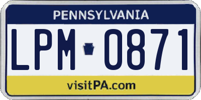 PA license plate LPM0871
