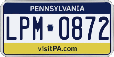 PA license plate LPM0872