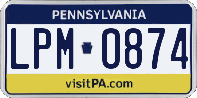 PA license plate LPM0874