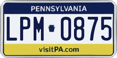 PA license plate LPM0875