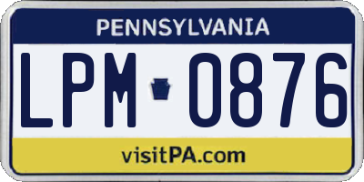 PA license plate LPM0876
