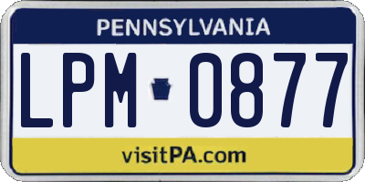 PA license plate LPM0877