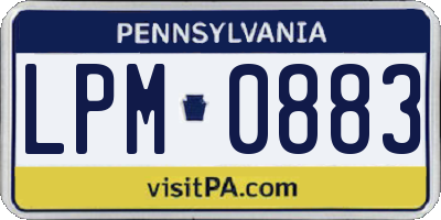 PA license plate LPM0883