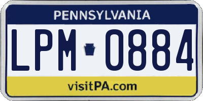 PA license plate LPM0884
