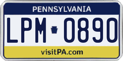 PA license plate LPM0890