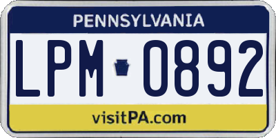 PA license plate LPM0892