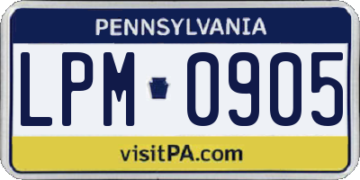PA license plate LPM0905
