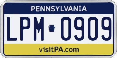 PA license plate LPM0909
