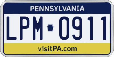 PA license plate LPM0911