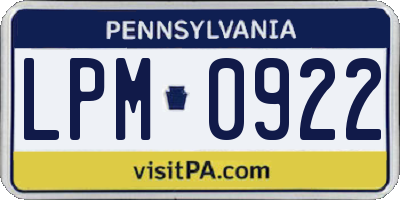 PA license plate LPM0922