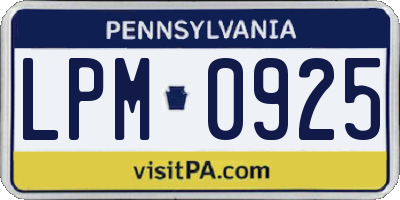 PA license plate LPM0925