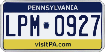 PA license plate LPM0927